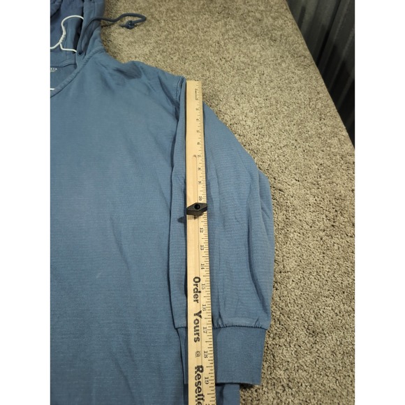 Athleta Sundown Alliance Hoodie Blue Ribbed V-Neck Pullover XL - Picture 7 of 9